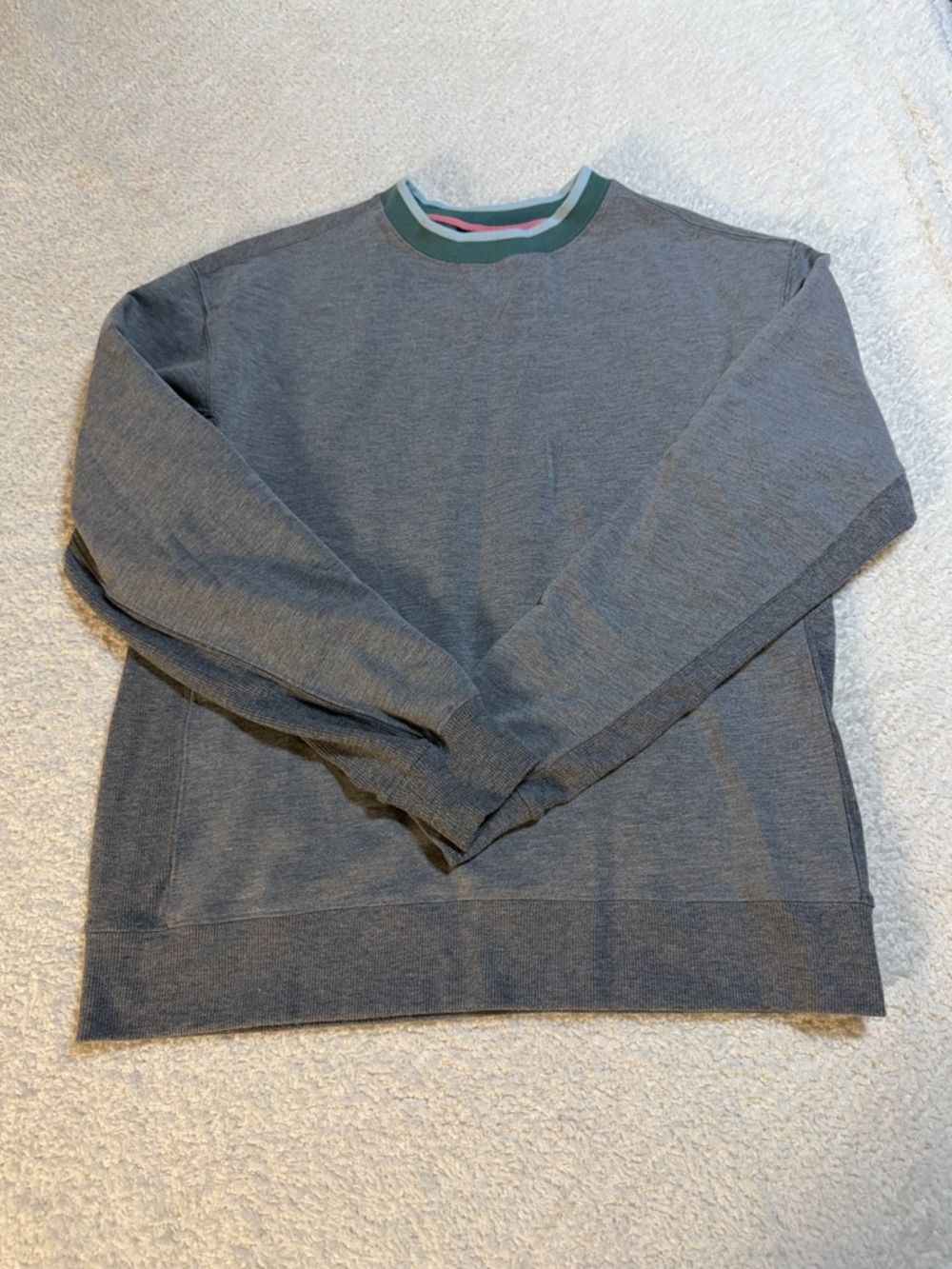 Chubbies Gray Crewneck Sweatshirt Green Collar Casual Small